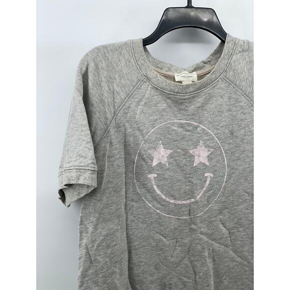 STUDIO COLLECTION BY DAVID LERNER Women's Gray Smiley Short Sleeve Top SZ M - Picture 3 of 9